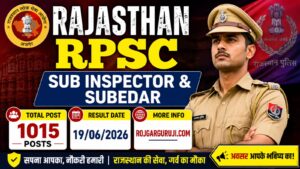 RPSC Sub Inspector SI 2025 Marks 