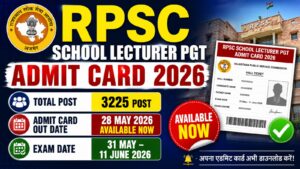 RPSC School Lecturer PGT Exam City Status 2026