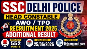 SSC Delhi Police HC AWO/TPO Additional Result 2026 