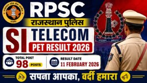 RPSC Rajasthan Police SI Telecom PET Result 2026 